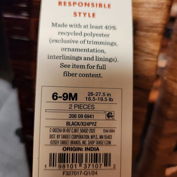 Cat & Jack Halloween Bat Two Piece Outfit - Size 6-9m - NWT - Picture 4 of 4